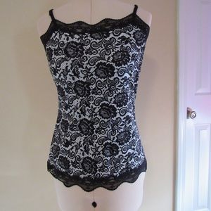 Black and white lace trim cami